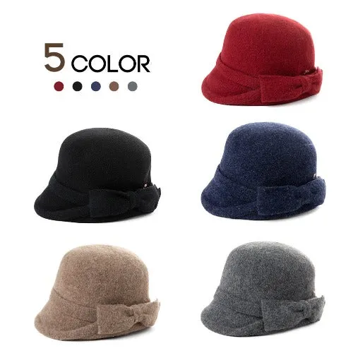 60% Wool Felt Cloche Hat for Women Winter Hat Ladies 1920s Vintage Derby Church Bowler Bucket Hat