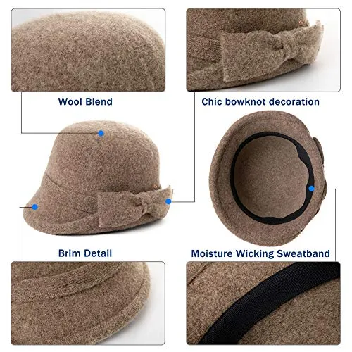 60% Wool Felt Cloche Hat for Women Winter Hat Ladies 1920s Vintage Derby Church Bowler Bucket Hat