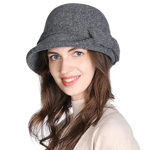 60% Wool Felt Cloche Hat for Women Winter Hat Ladies 1920s Vintage Derby Church Bowler Bucket Hat