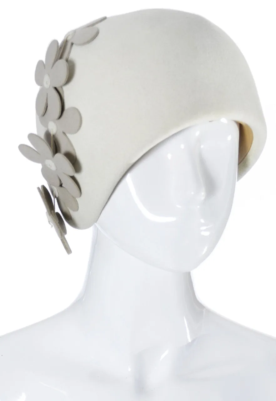 Adolfo Wool Felt Vintage Cloche Hat with Dangling Flowers SOLD