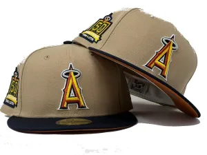 Anahiem Angels 50th Anniversary Camel Navy Visor Rust Brim New Era Fitted Hat