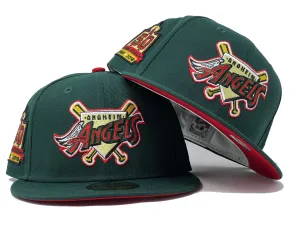 Angels 50th Anniversary Dark Green Red Brim New Era Fitted Hat