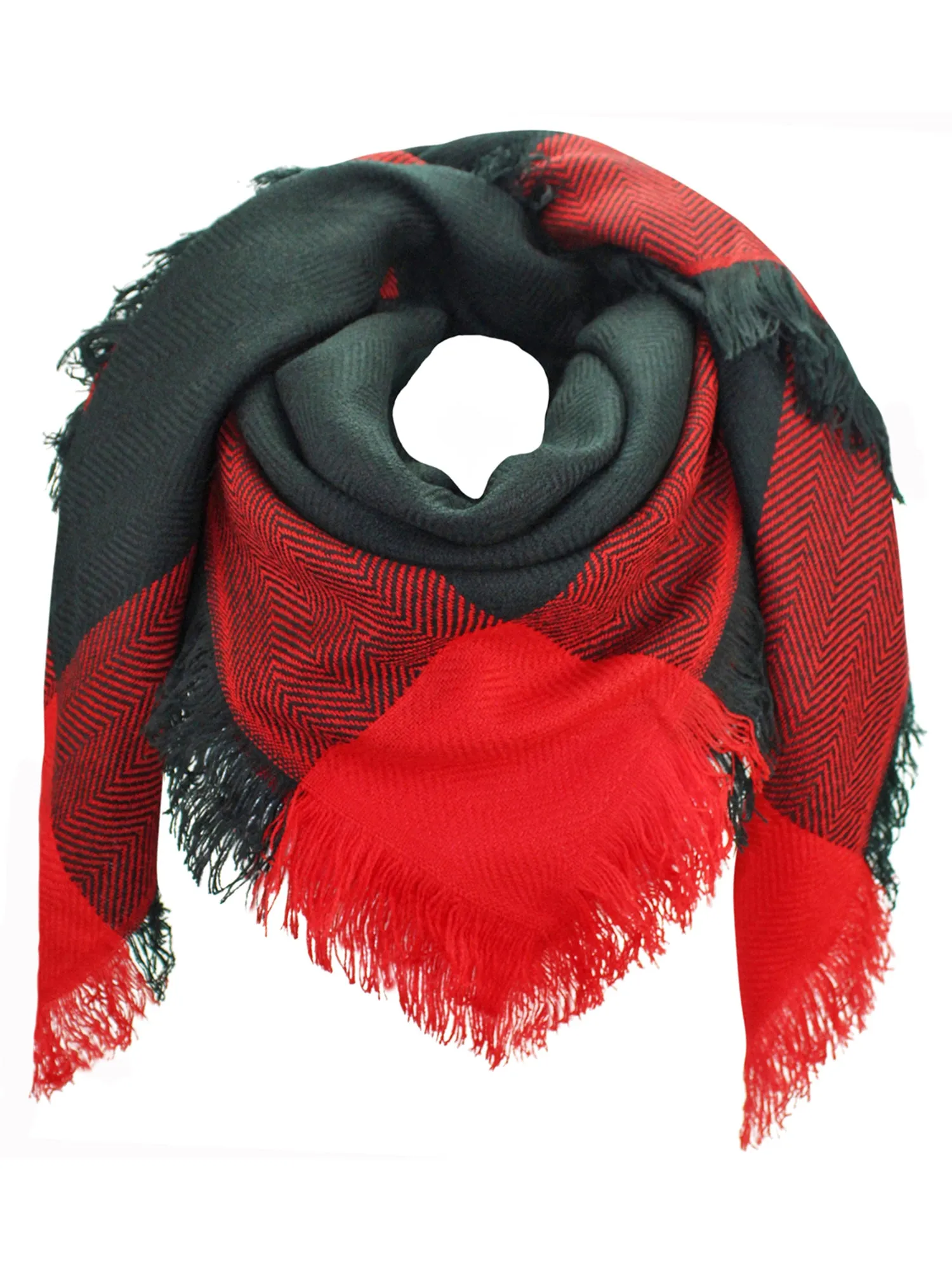 Black & Red Oversized Plaid Blanket Scarf