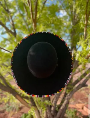 Black fedora hat| cowboy hat| summer hat| brim hat with multicolored beaded handmade work with free shipping world wide