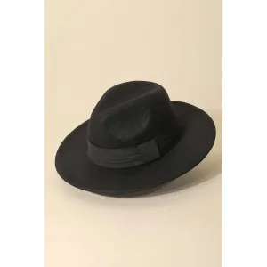 Black Flat Strap Fedora Hat