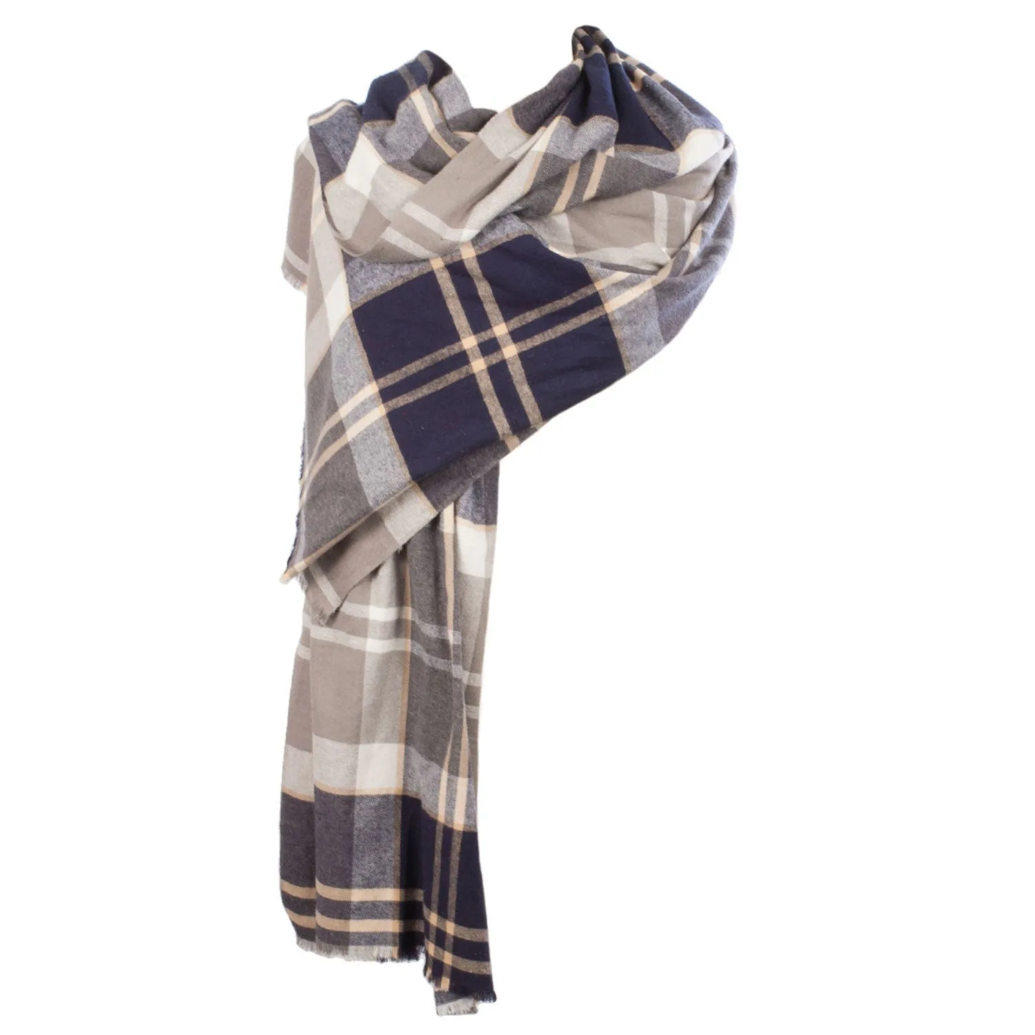 Brushed Tartan Cotton Scarf Bannockbane Silver