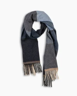 Charcoal & Navy Panel Wool Scarf