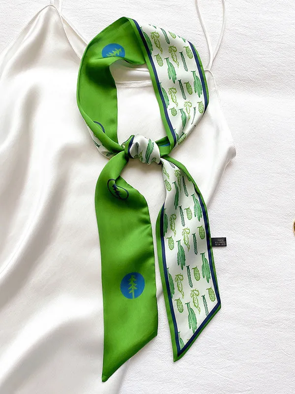 Chic Silk Imitation Cactus Print Scarf