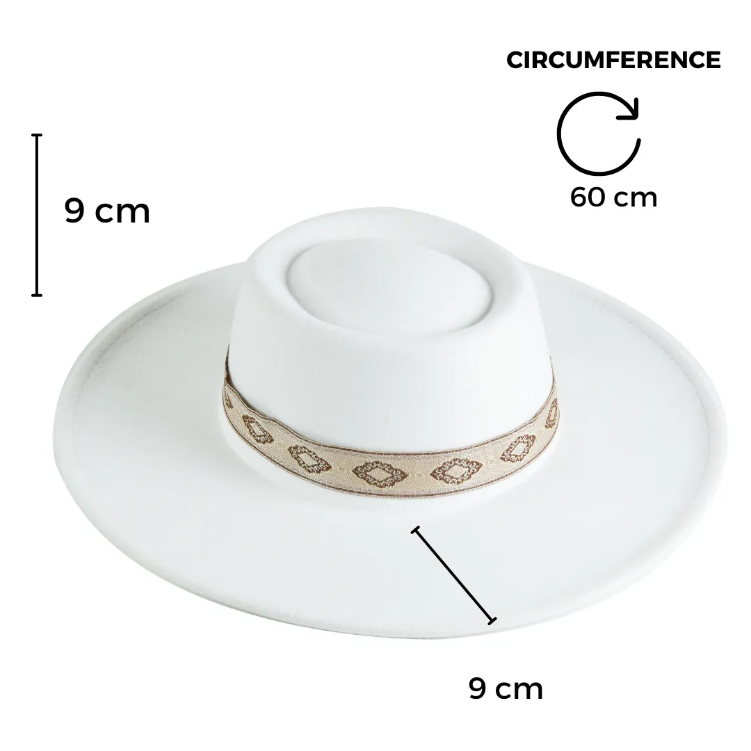 Chokore Retro Concave Fedora Hat (White)