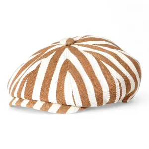 Chokore Striped Retro Western Newsboy Cap (Camel)