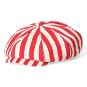 Chokore Striped Retro Western Newsboy Cap (Red)