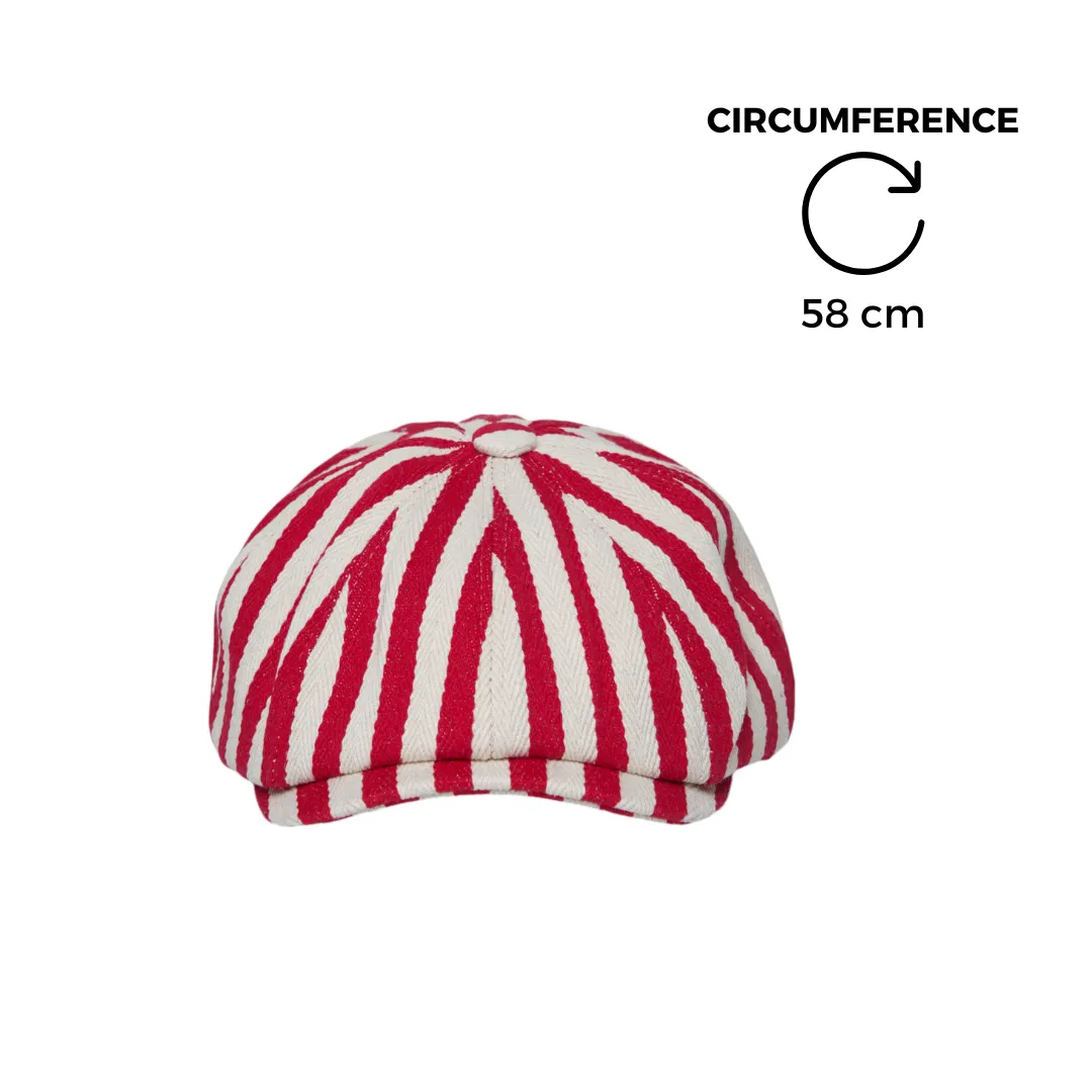 Chokore Striped Retro Western Newsboy Cap (Red)