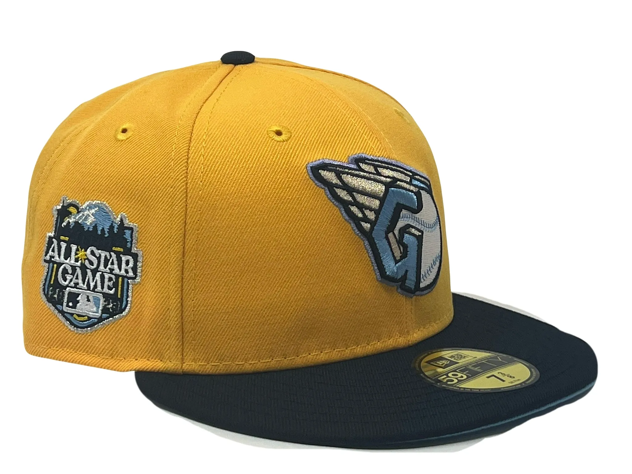 Cleveland guardians 2023 all star game taxi yellow navy visor icy brim new era fitted hat