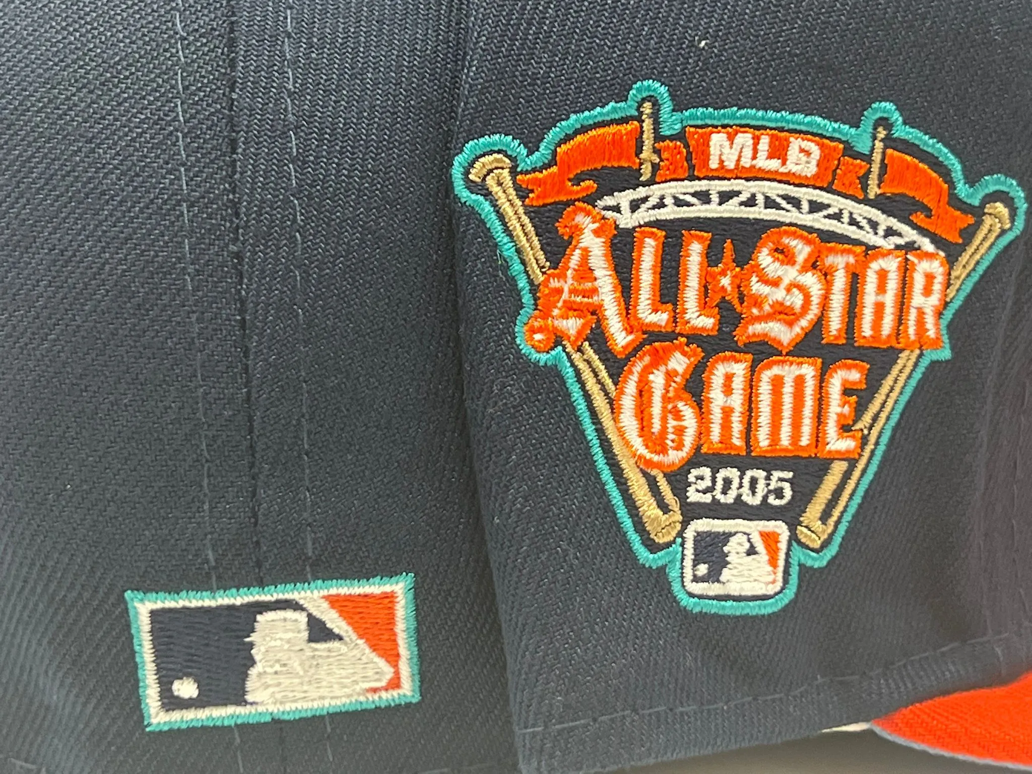 DETROIT TIGERS 2005 ALL STAR GAME LIGHT NAVY ORANGE VISOR ICY BRIM NEW ERA FITTED HAT