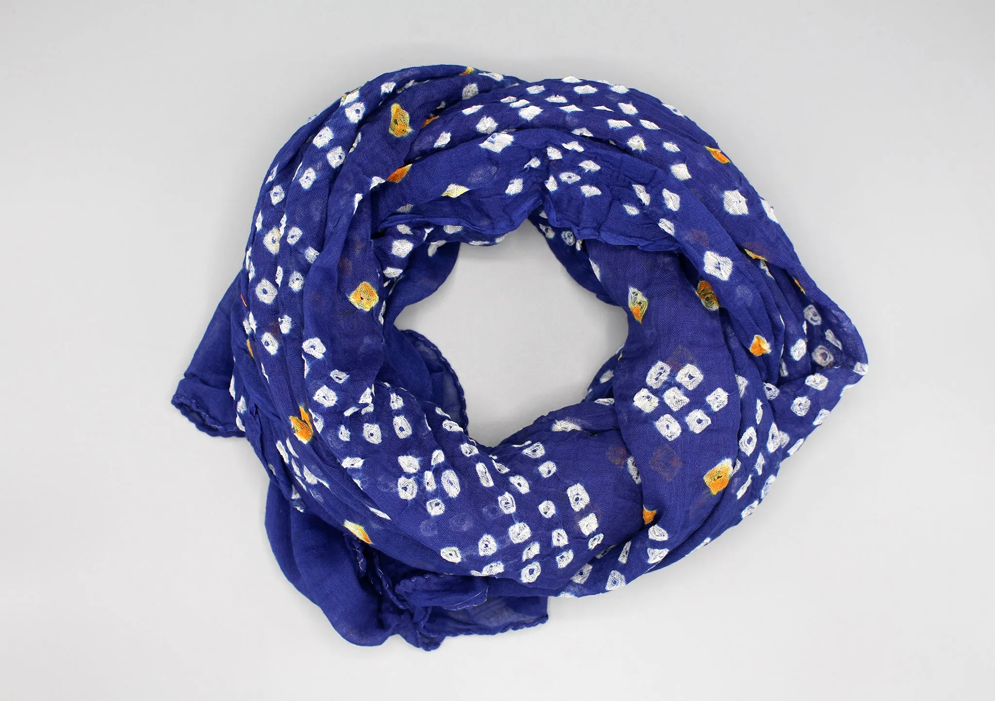 Elegant Blue Chunari Print Summer Cotton Shawl