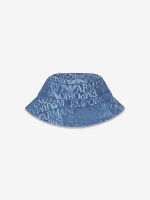 Emporio Armani Kids Logo Bucket Hat in Blue