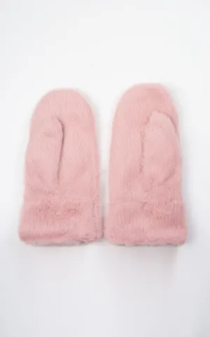 Faux Fur Mittens | Pink