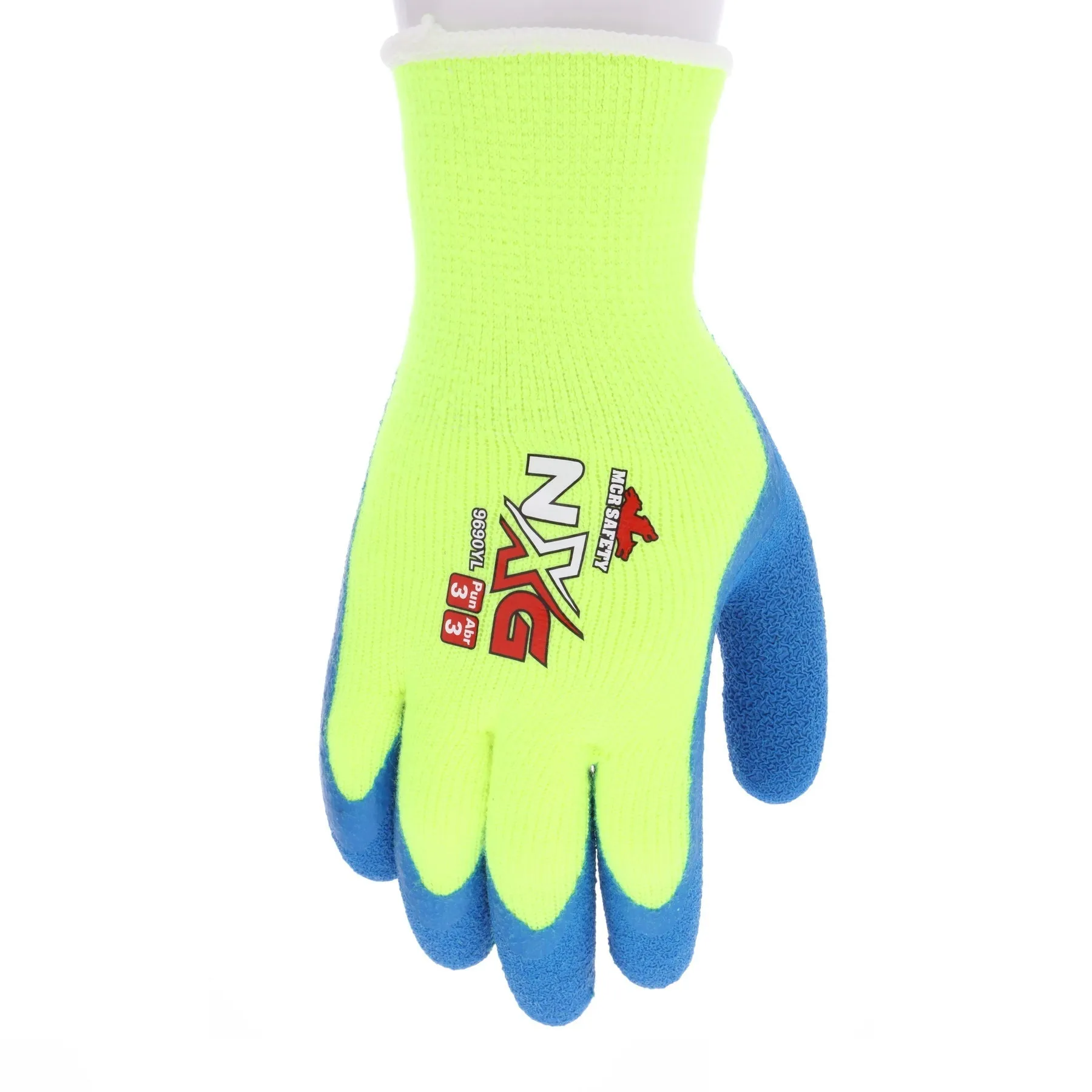 Flex Tuff NXG Rubber Coated Work Gloves, Hi-Visibilty Lime with Thermal Insulated Liner, 9690Y