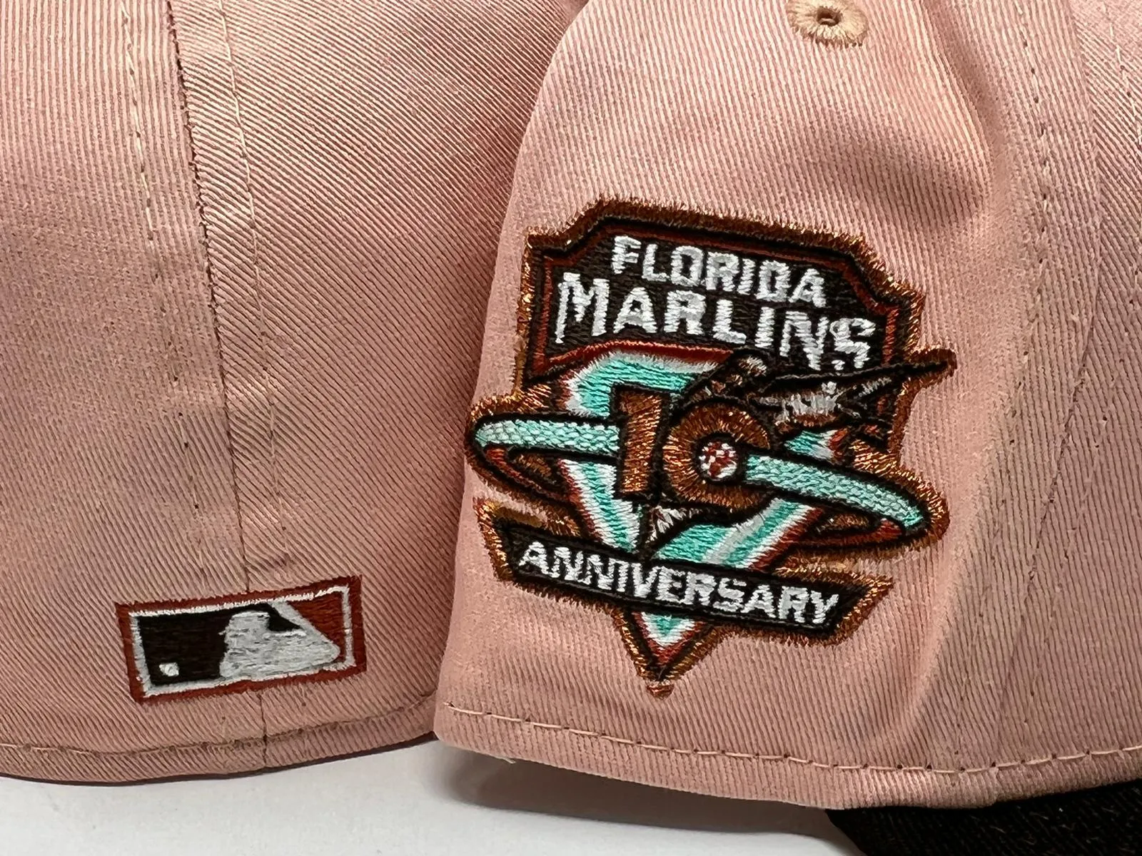 FLORIDA MARLINS 10TH ANNIVERSARY "BLUSH COLLECTION" FALL ORANGE BRIM NEW ERA FITTED HAT