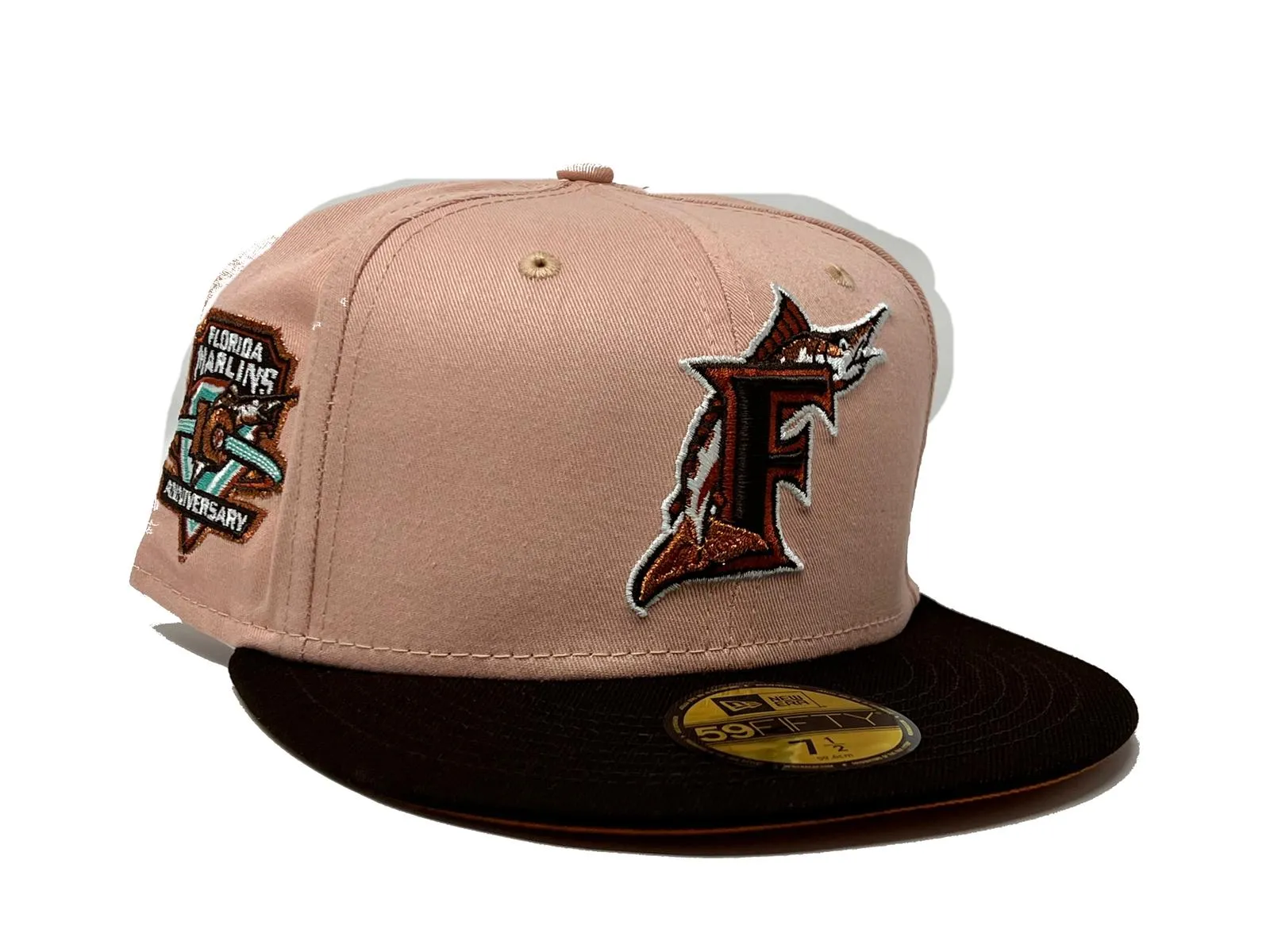 FLORIDA MARLINS 10TH ANNIVERSARY "BLUSH COLLECTION" FALL ORANGE BRIM NEW ERA FITTED HAT