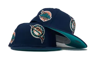 FLORIDA MARLINS 2003 WORLD SERIES CHAMPIONS LIGHT NAVY TEAL BRIM NEW ERA FITTED HAT