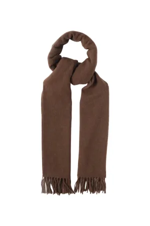 Fringed Wool Scarf In Brown