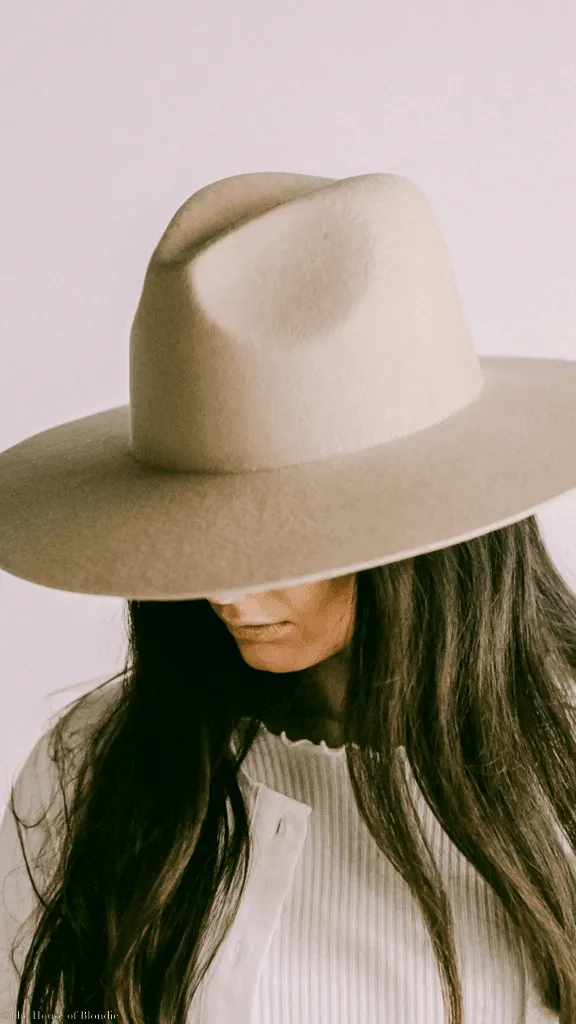 Gigi Pip Emma Wide Brim Felt Fedora Hat - Tan