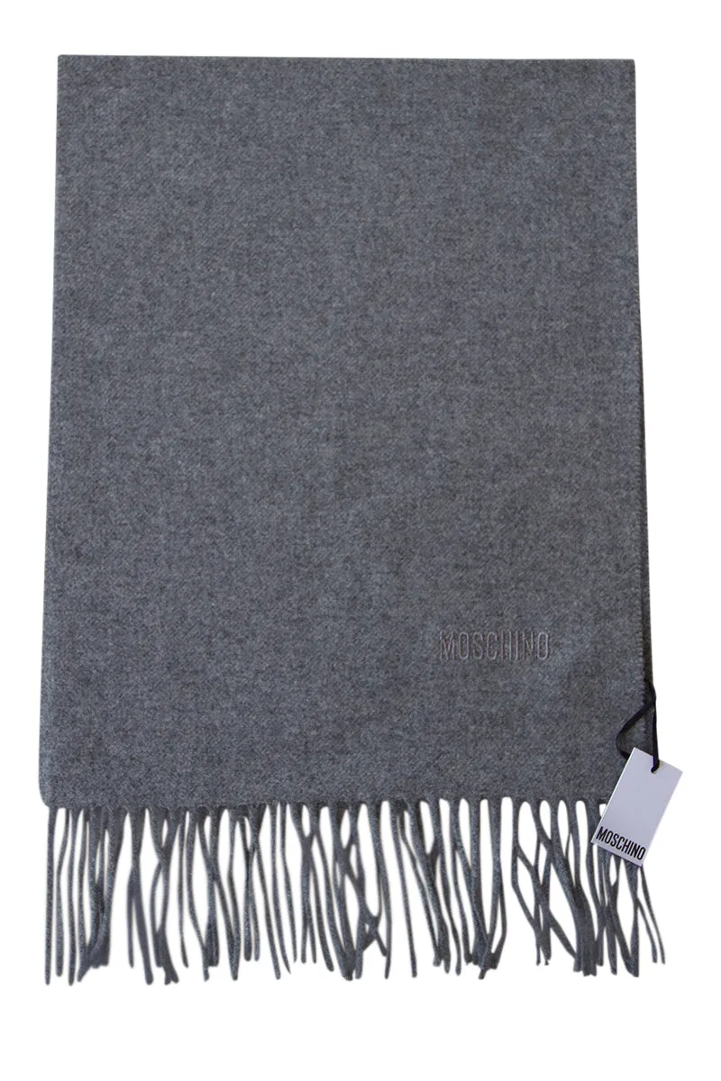 Grey soft unisex scarf in merino wool by Moschino