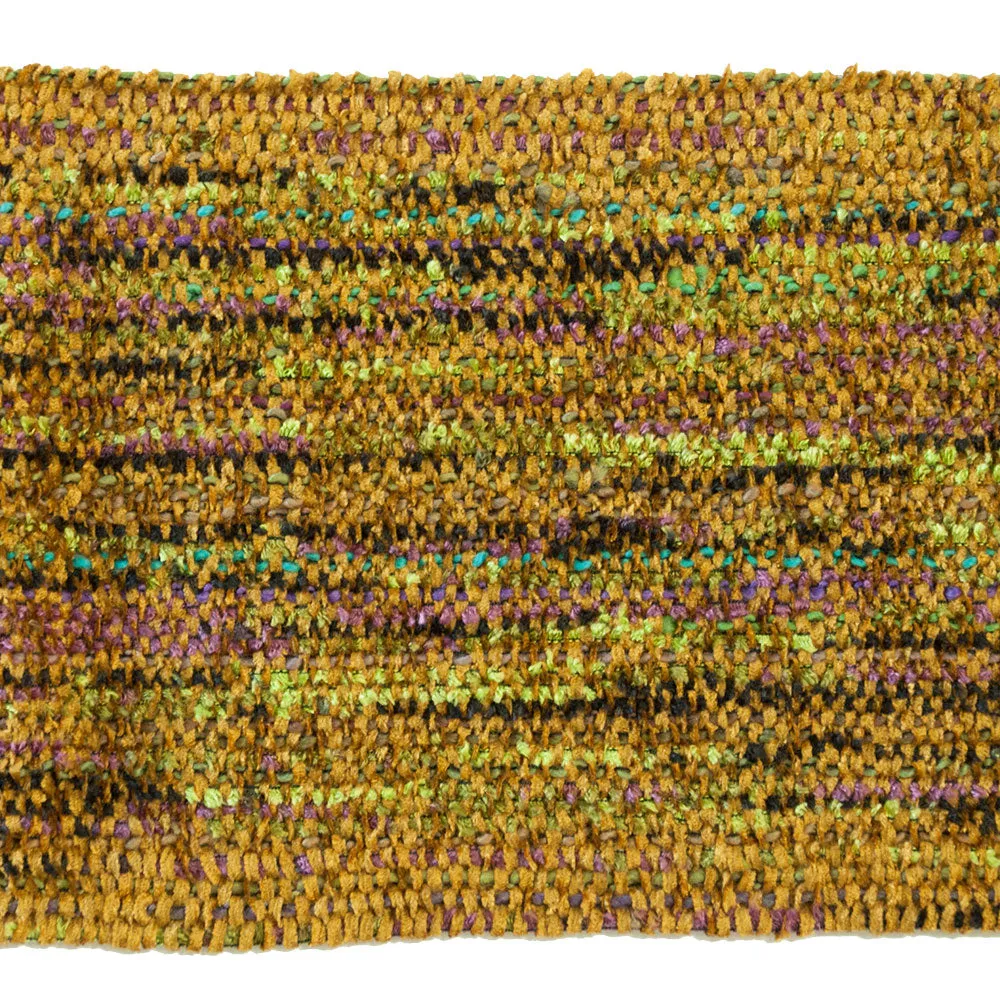 Handwoven Scarf, gold chenille, 6.5" x 60"