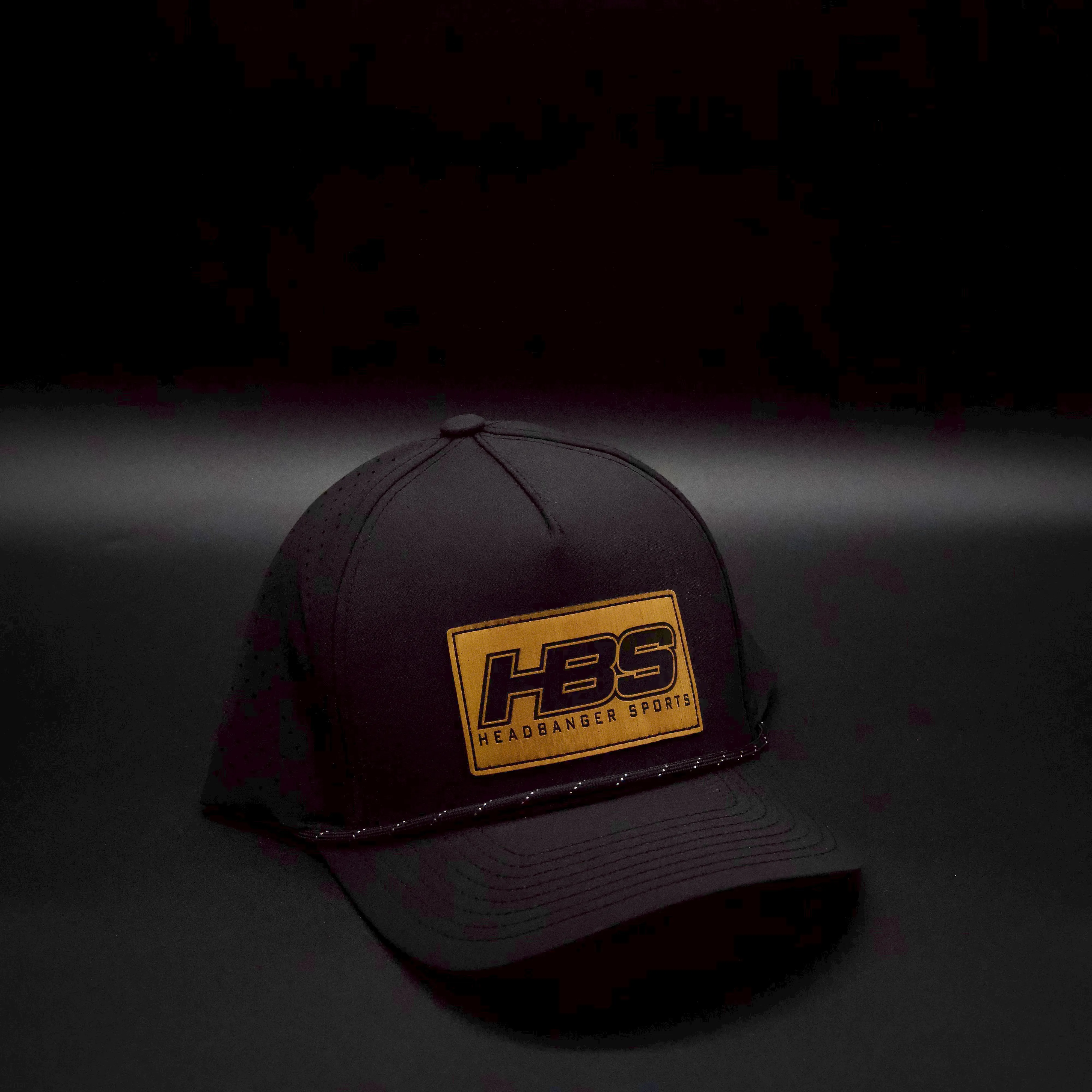 Headbanger Sports Exclusive Black P424 Perforated Snapback Lifestyle Faux Leather Patch Hat: Bamboo HBS Patch