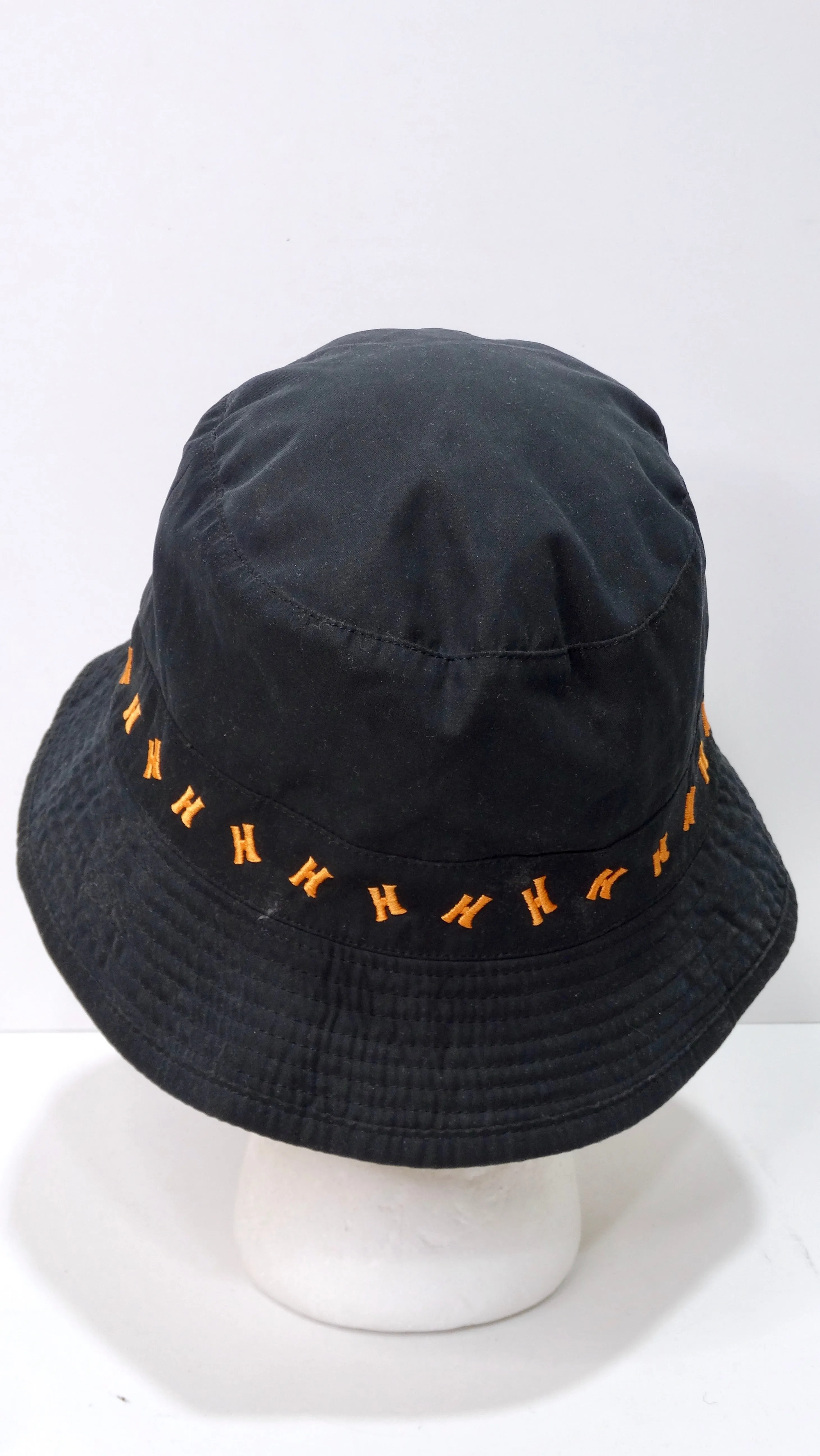 Hermes Black and Orange Embroidered 'H' Bucket Hat