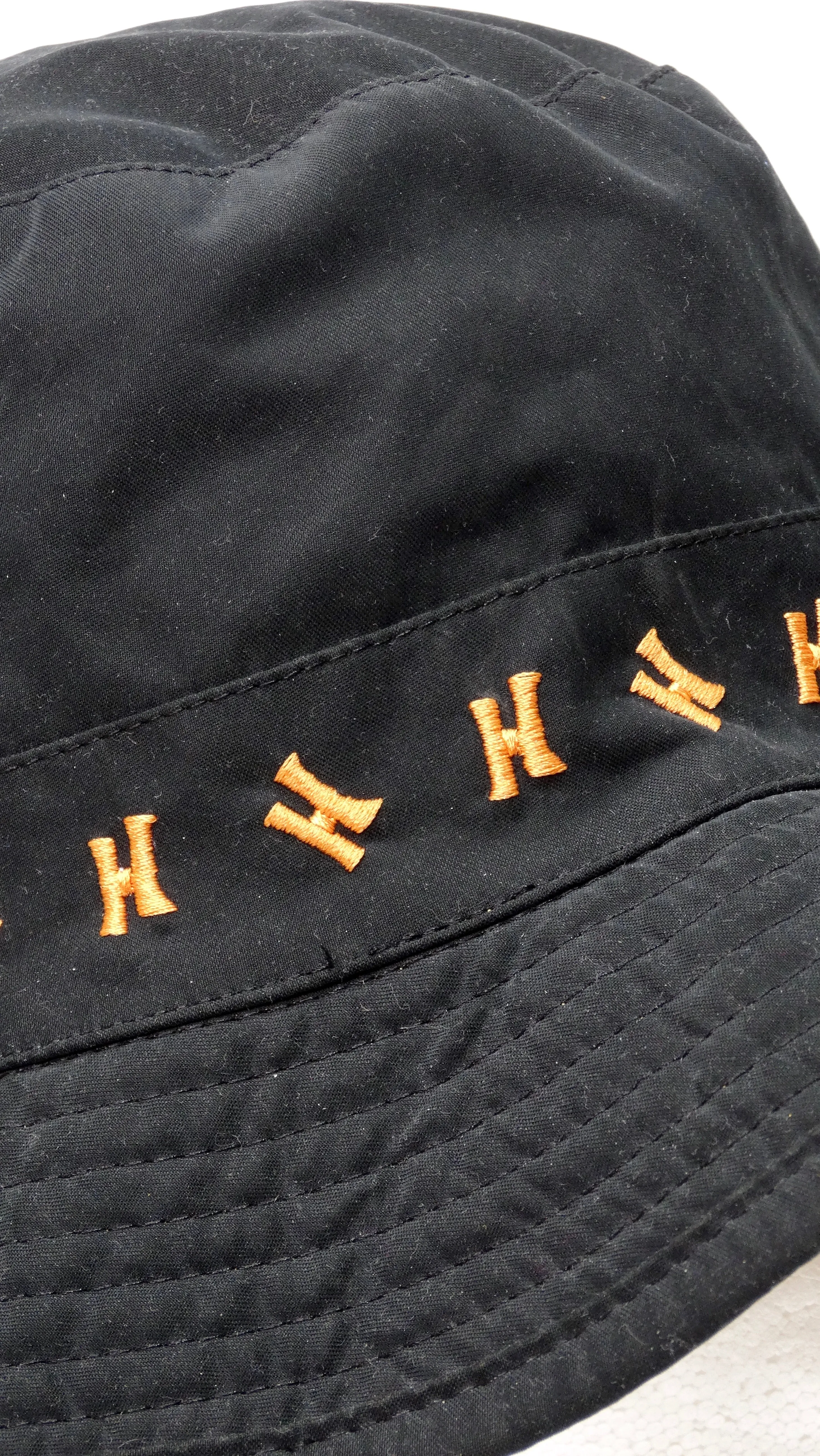 Hermes Black and Orange Embroidered 'H' Bucket Hat