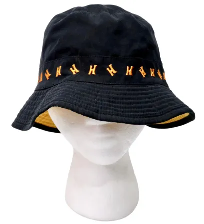 Hermes Black and Orange Embroidered 'H' Bucket Hat