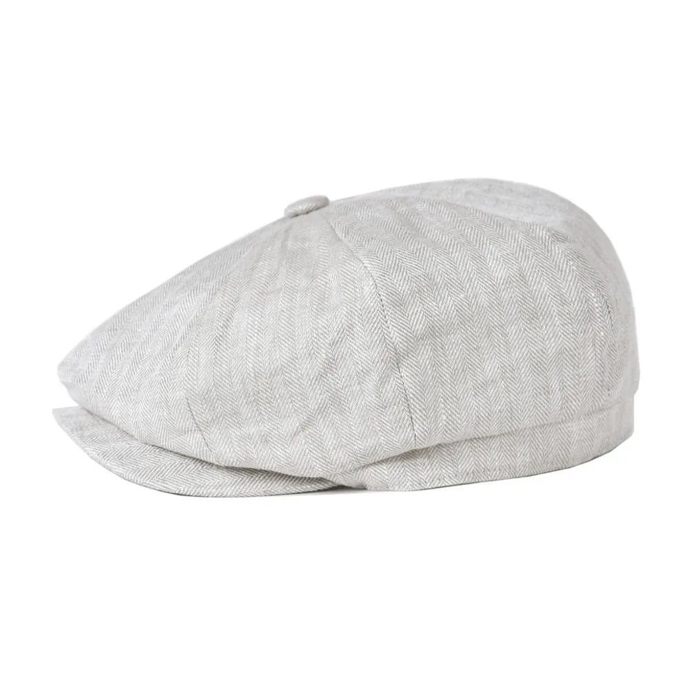 Herringbone Linen Newsboy Cap