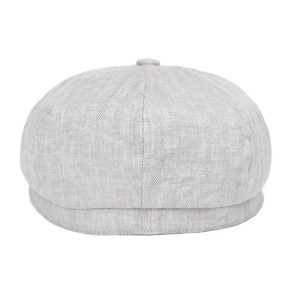 Herringbone Linen Newsboy Cap