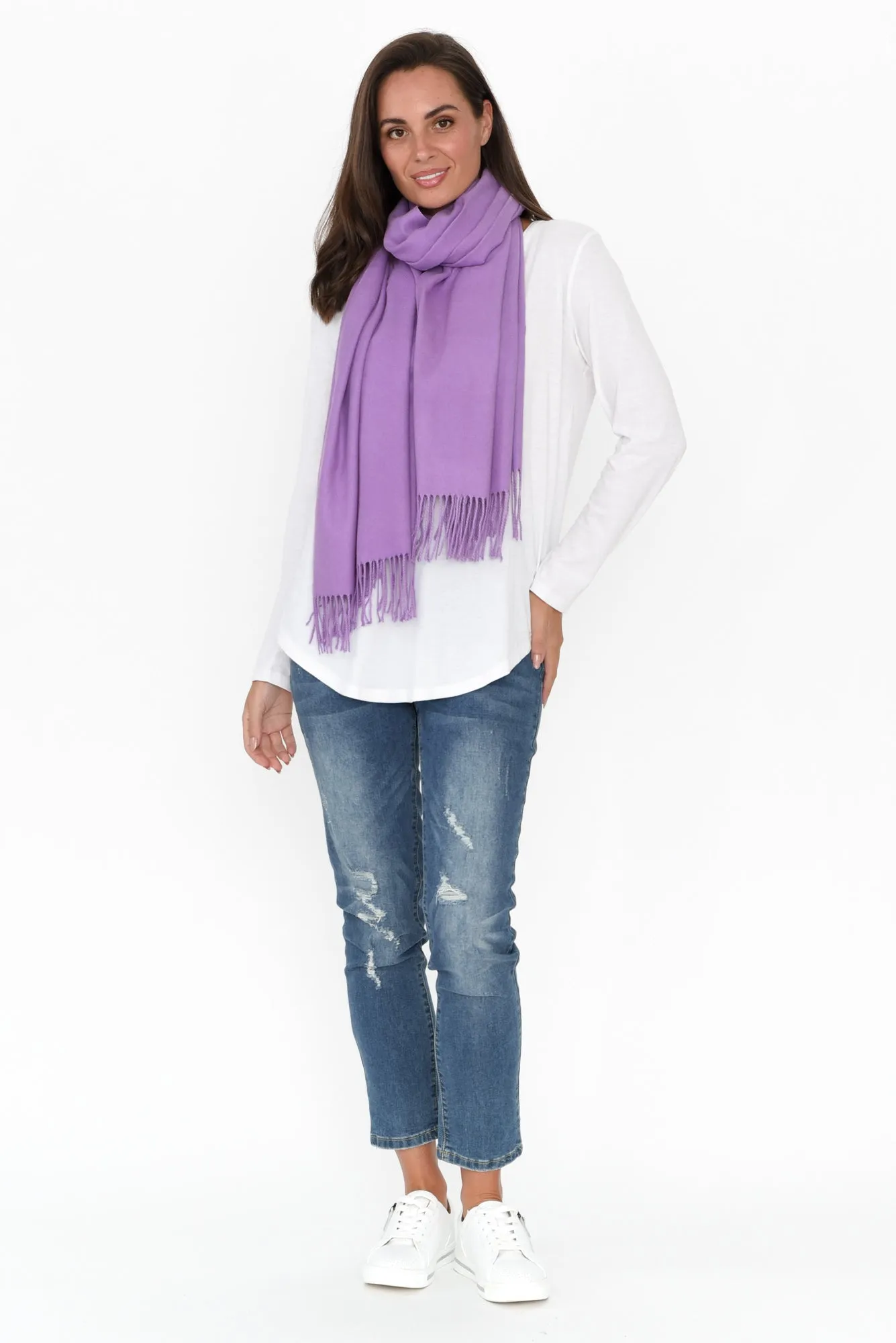 Heta Purple Cotton Pashmina Scarf