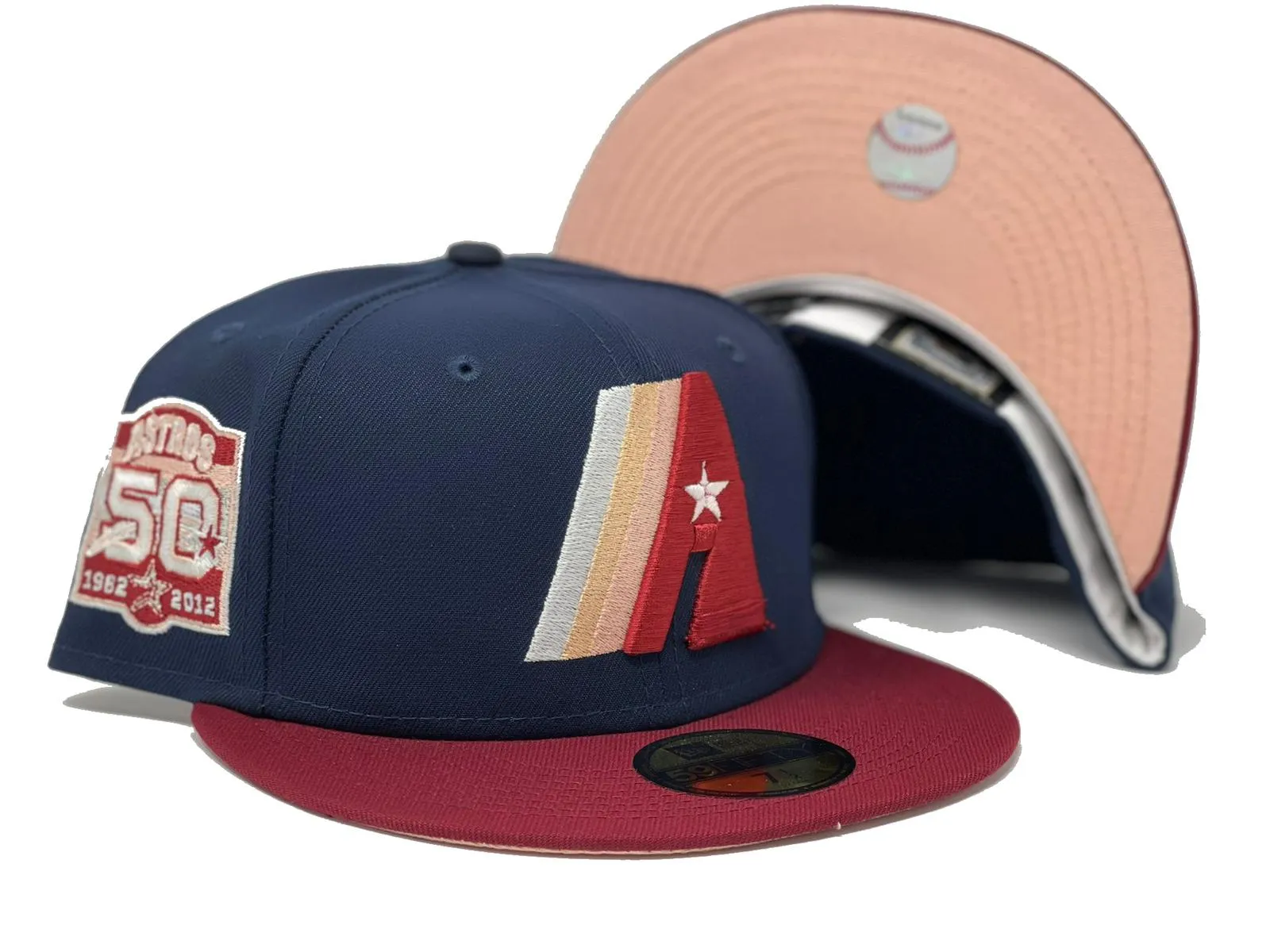 HOUSTON ASTROS 50TH ANNIVERSARY "BLOOD MOON" COLLECTION PEACH BRIM NEW ERA FITTED HAT