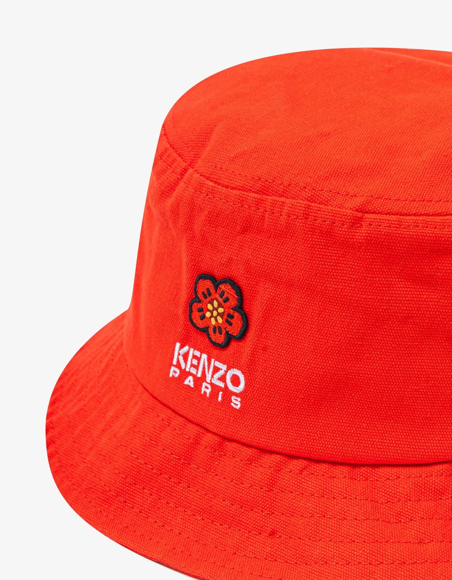 Kenzo Red 'Boke Flower' Crest Bucket Hat