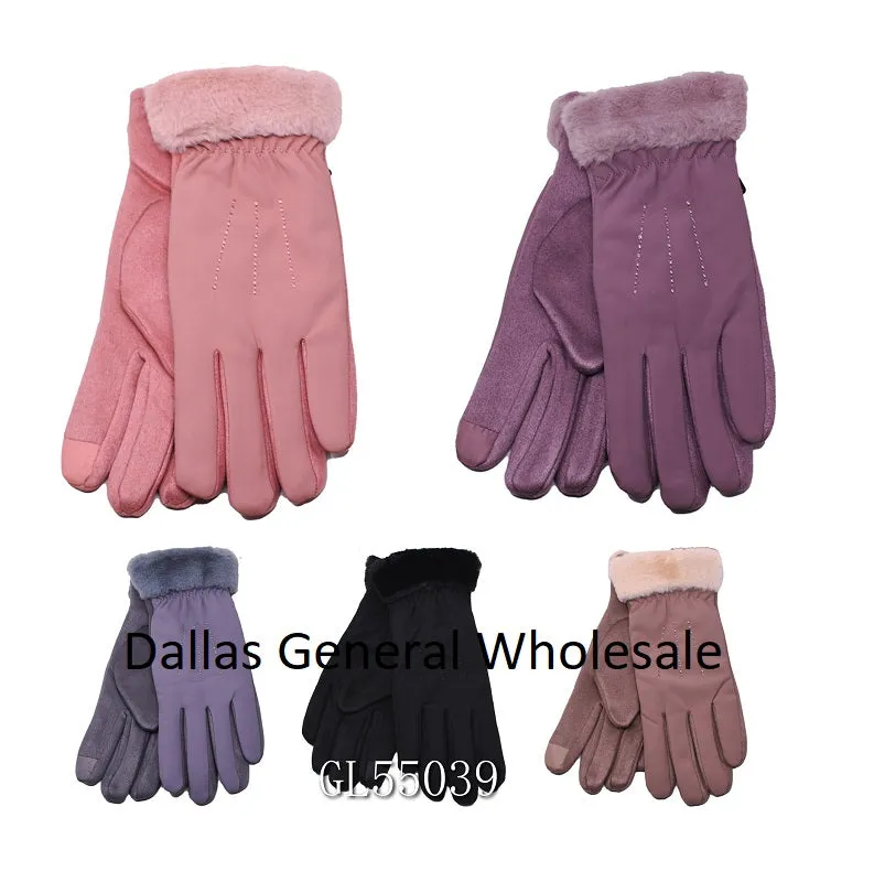 Ladies Fashion Fur Cuff Gloves Wholesale