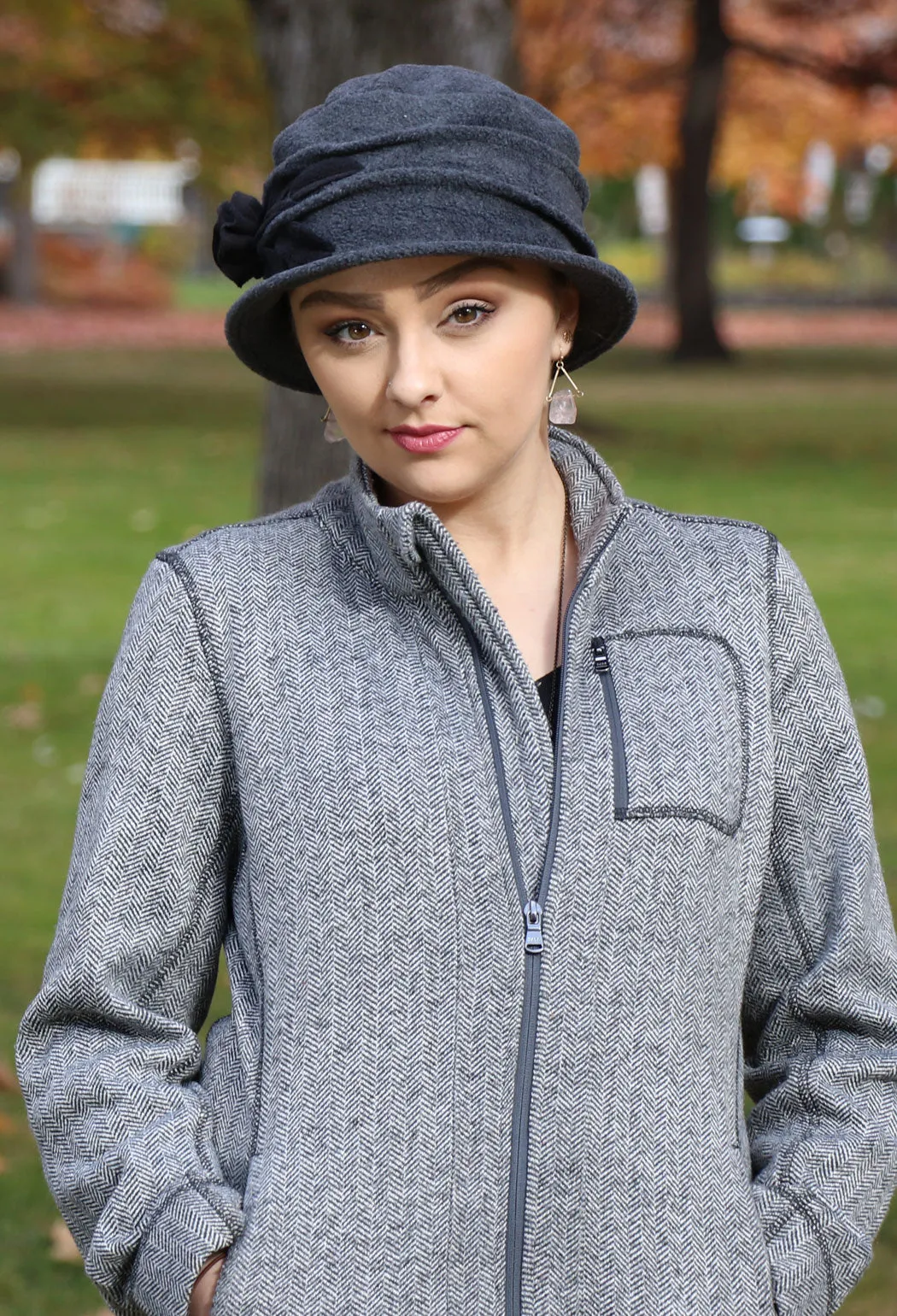 Lady Rose Fleece Cloche Hat For Women