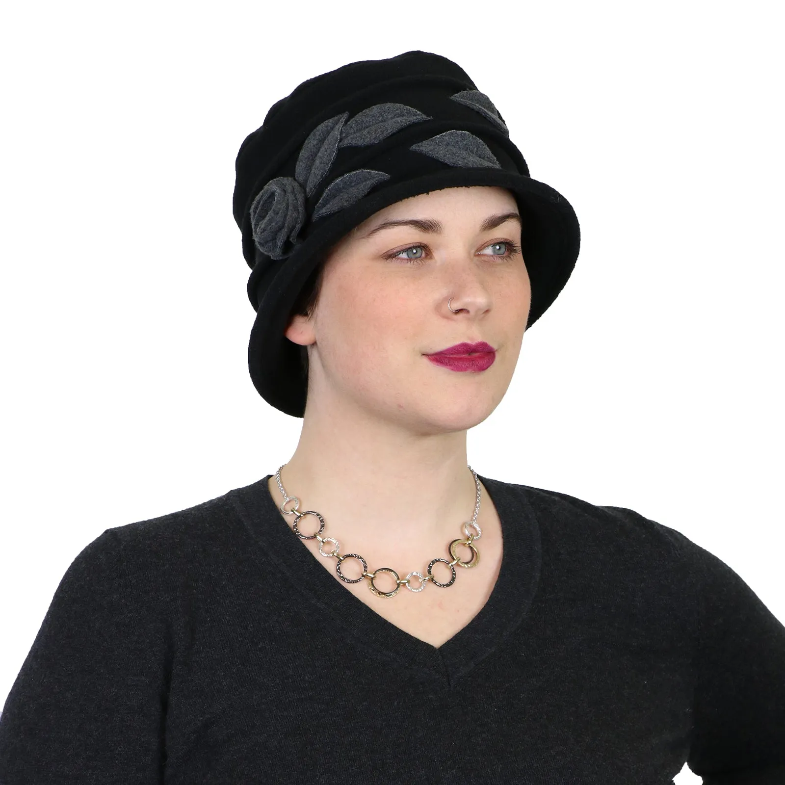 Lady Rose Fleece Cloche Hat For Women