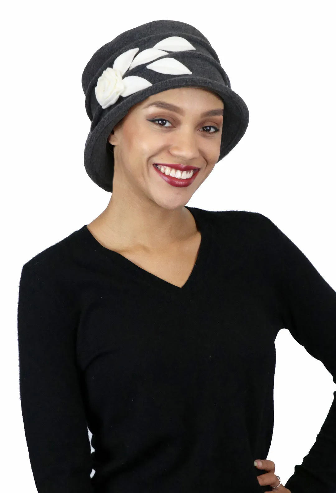 Lady Rose Fleece Cloche Hat For Women