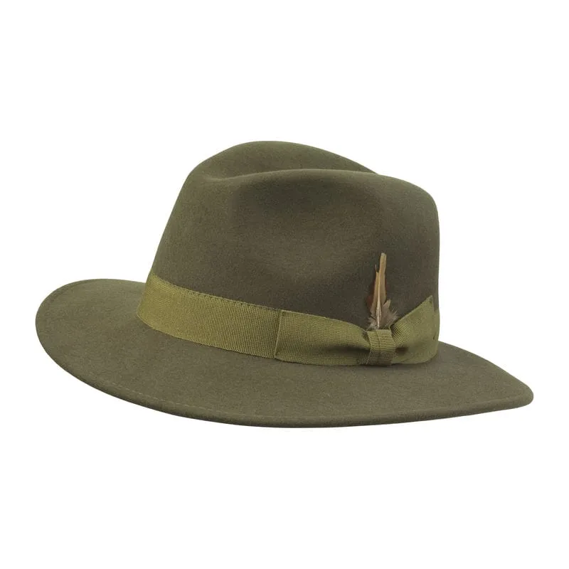 Laksen Heritage Mens Cashmere Fedora - Loden