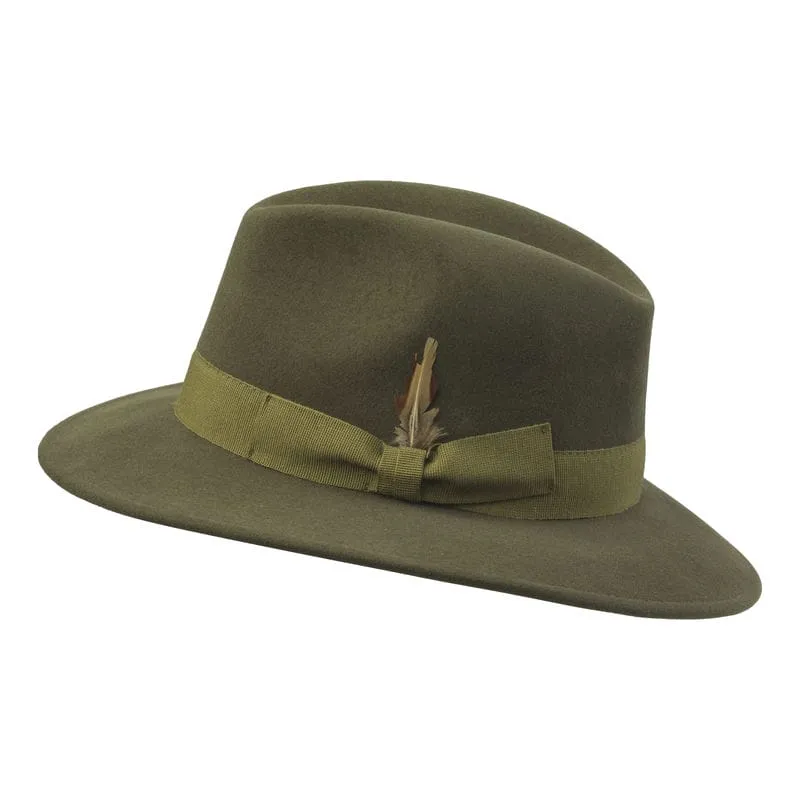 Laksen Heritage Mens Cashmere Fedora - Loden