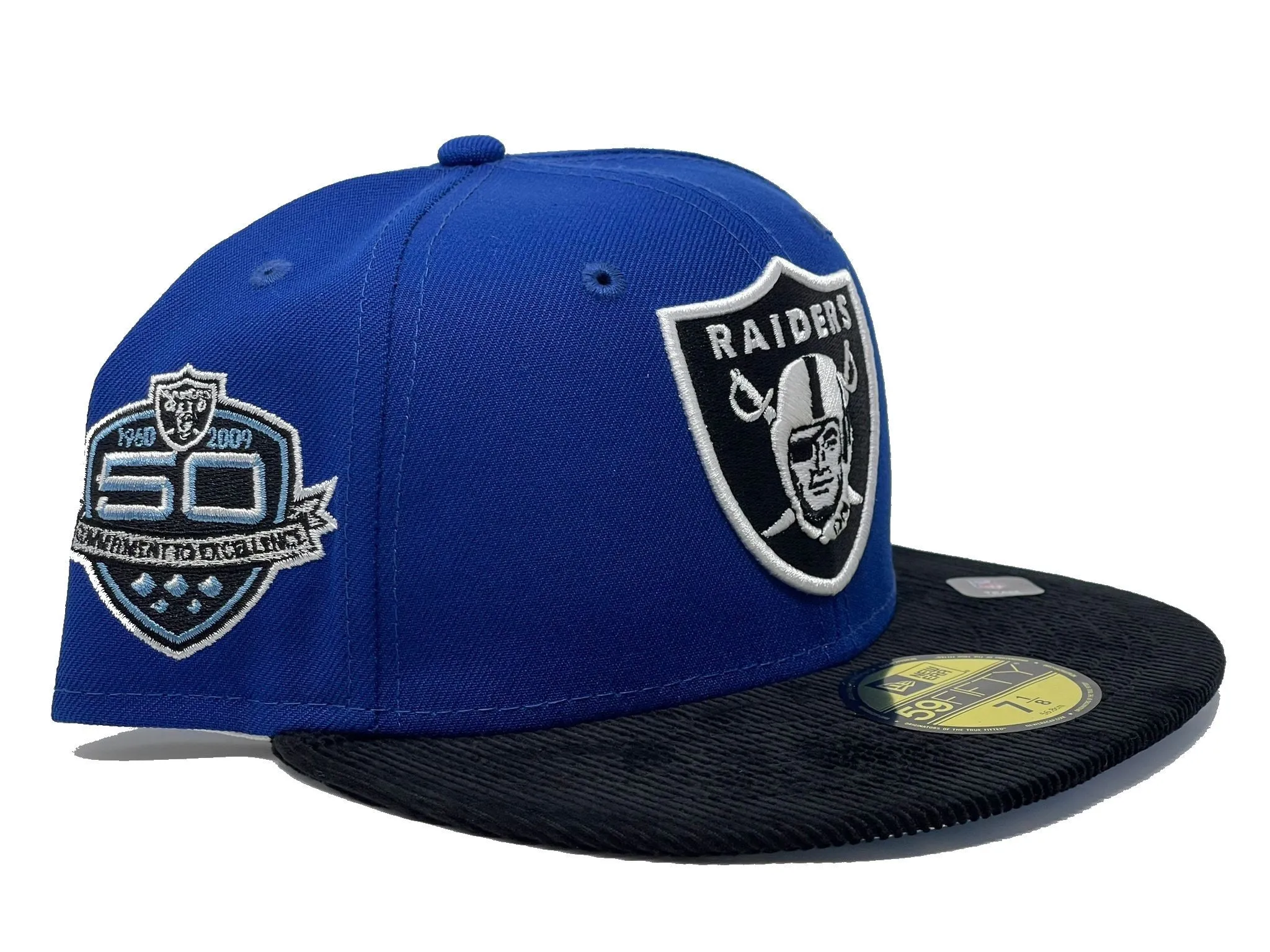 LAS VEGAS RAIDERS 50TH ANNIVERSARY "THURSDAY NIGHT FOOTBALL PAISLEY BRIM" COLLECTION SKY BLUE PAISLEY BRIM NEW ERA FITTED HAT