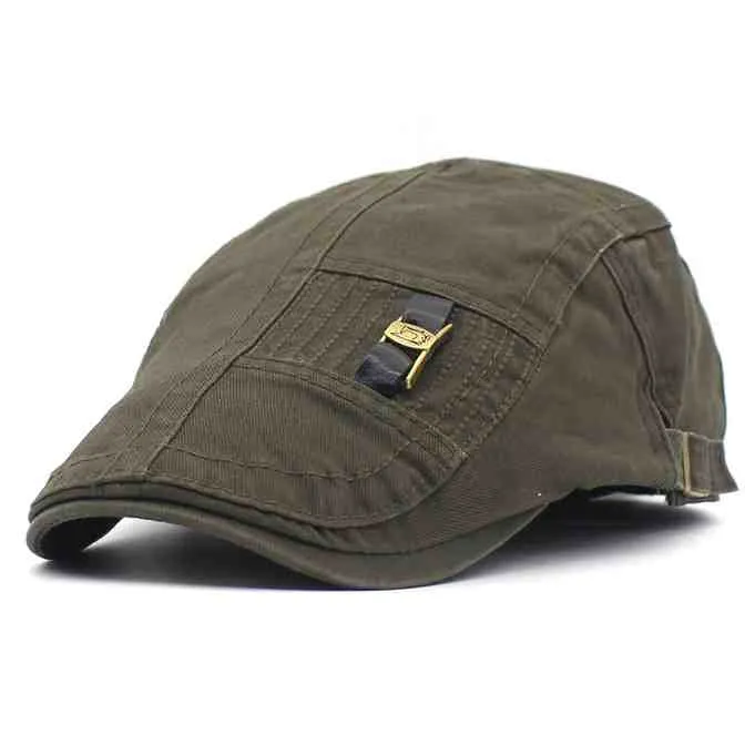 Leather Strap Flat Cap