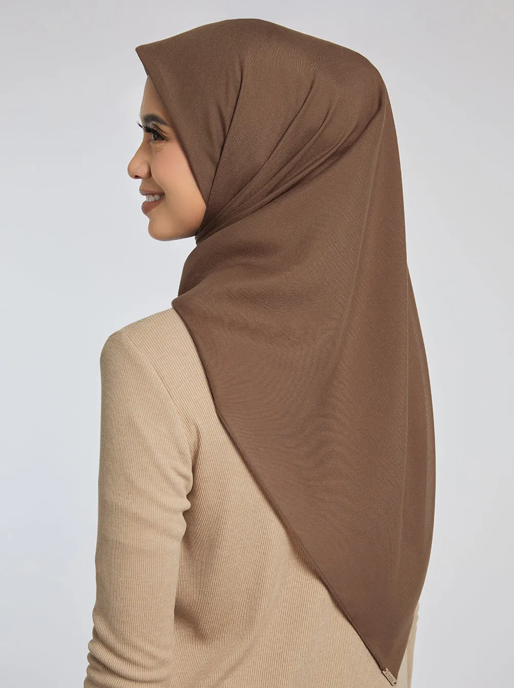 LIGHT VOILE SCARF PLAIN BROWN