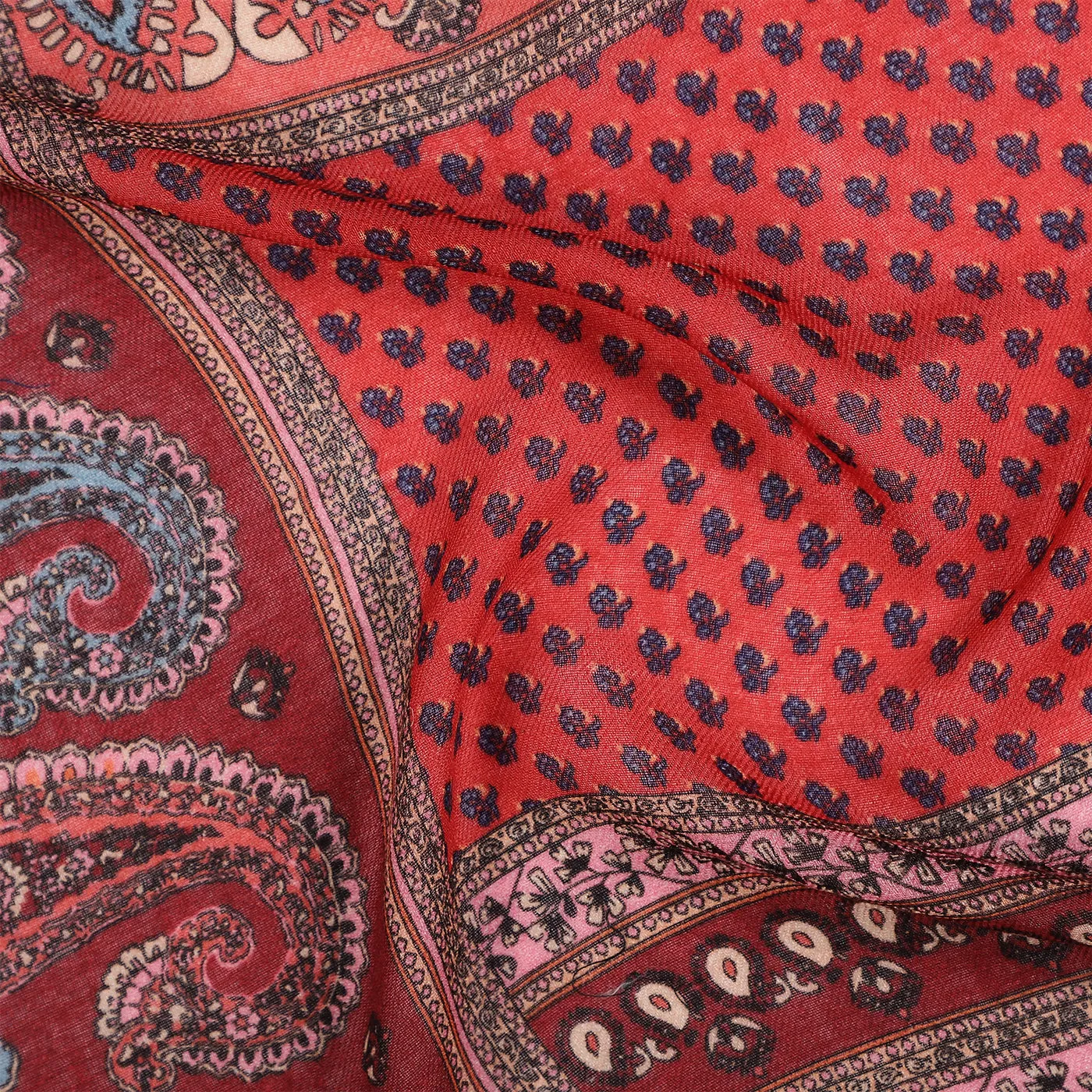 Line Paisley Pure Wool Printed Shawl