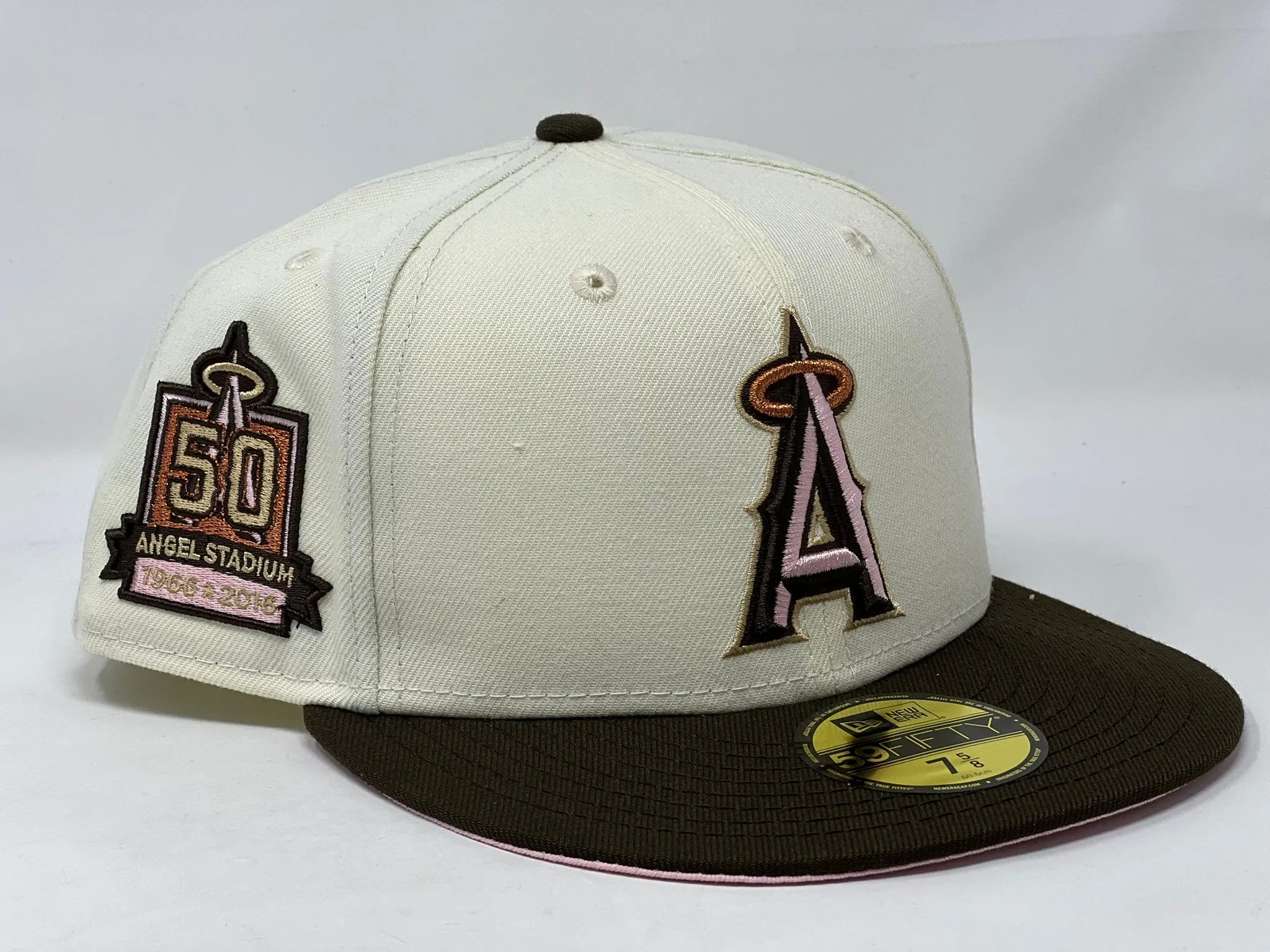 LOS ANGELES ANGELS 50TH ANNIVERSARY "NEAPOLITAN ICE CREAM" PINK BRIM NEW ERA FITTED HAT