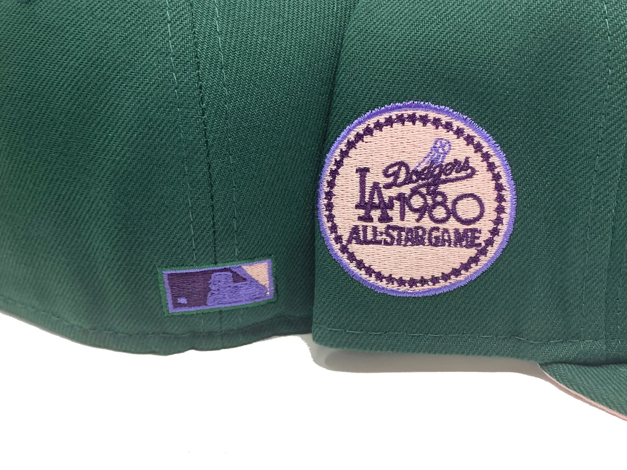 LOS ANGELES DODGERS 1980 ALL STAR GAME DARK GREEN PINK BRIM NEW ERA FITTED HAT